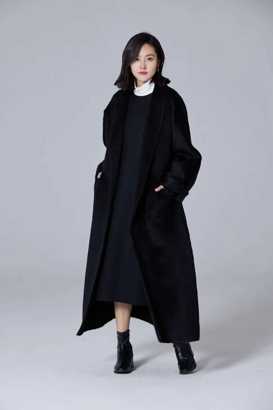 Draped Black Coat